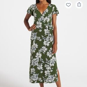 Chic Green Floral Midi Dress